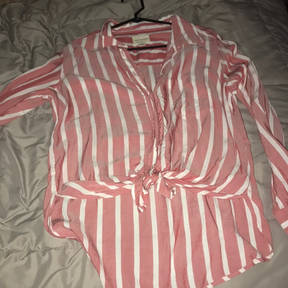 Tie front button up